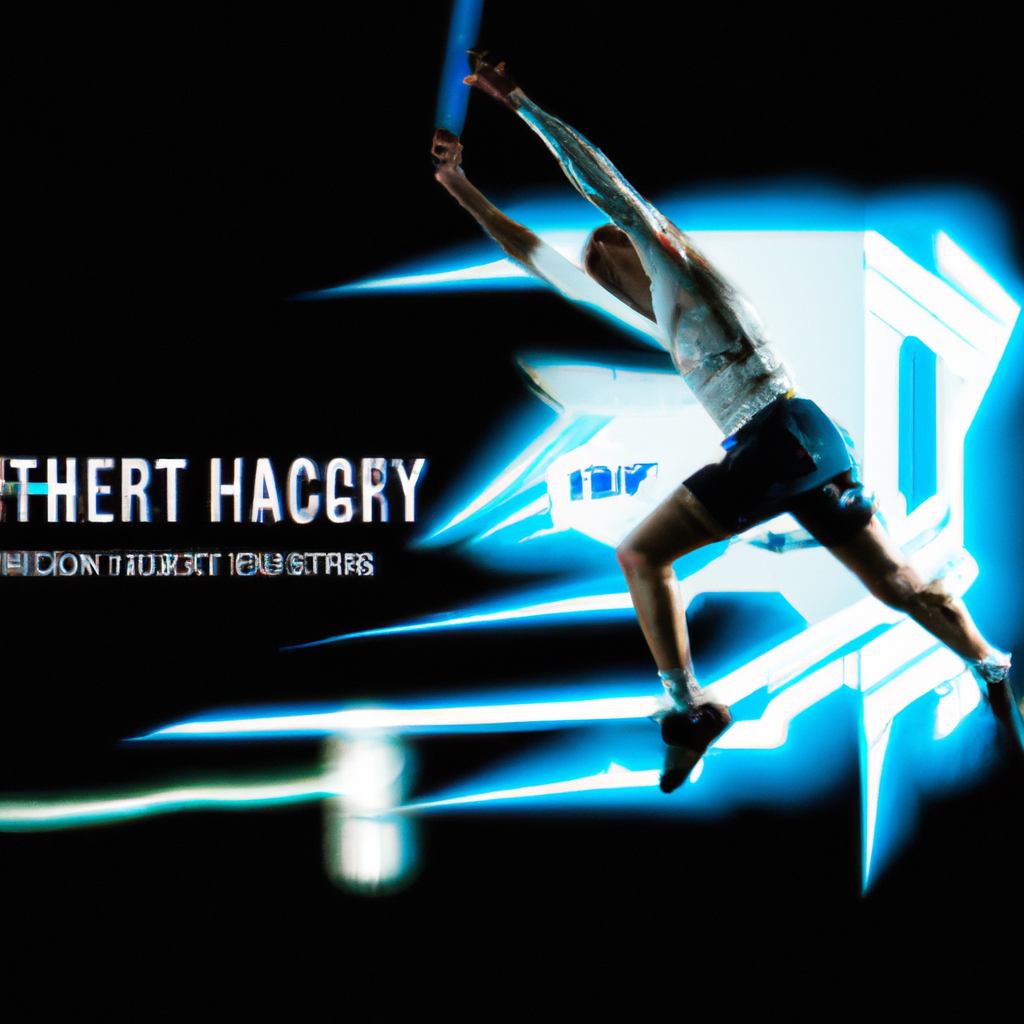 Athlete in motion with HUD overlay